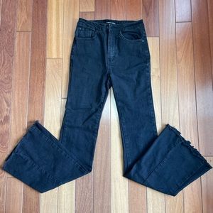 almost famous high-waisted black flare jeans